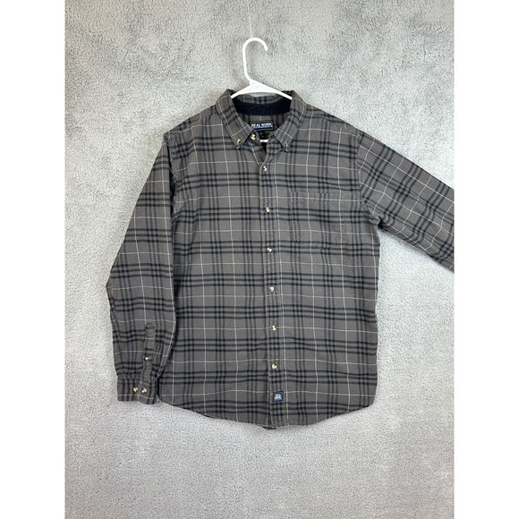 Real Work Wear Ombre Check Plaid Button Down Shirt Mens Size Large Tall - Picture 2 of 14